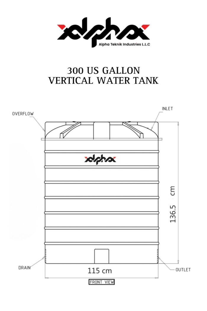 Plastic water tank 300 US Gallon vertical 3Layers size
