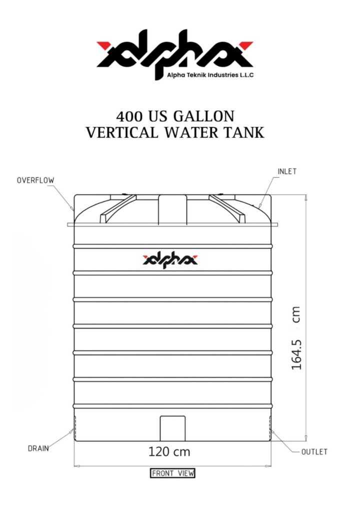 Plastic water tank 400 US Gallon vertical 3Layers size